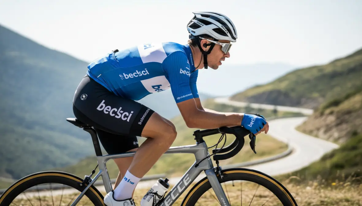 Proper bike climbing posture showing seated position and optimal body alignment