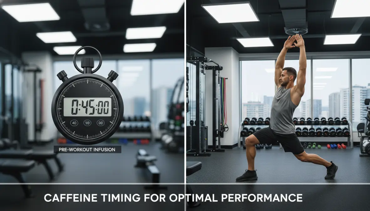 Optimal caffeine timing for athletes showing when to take caffeine before exercise