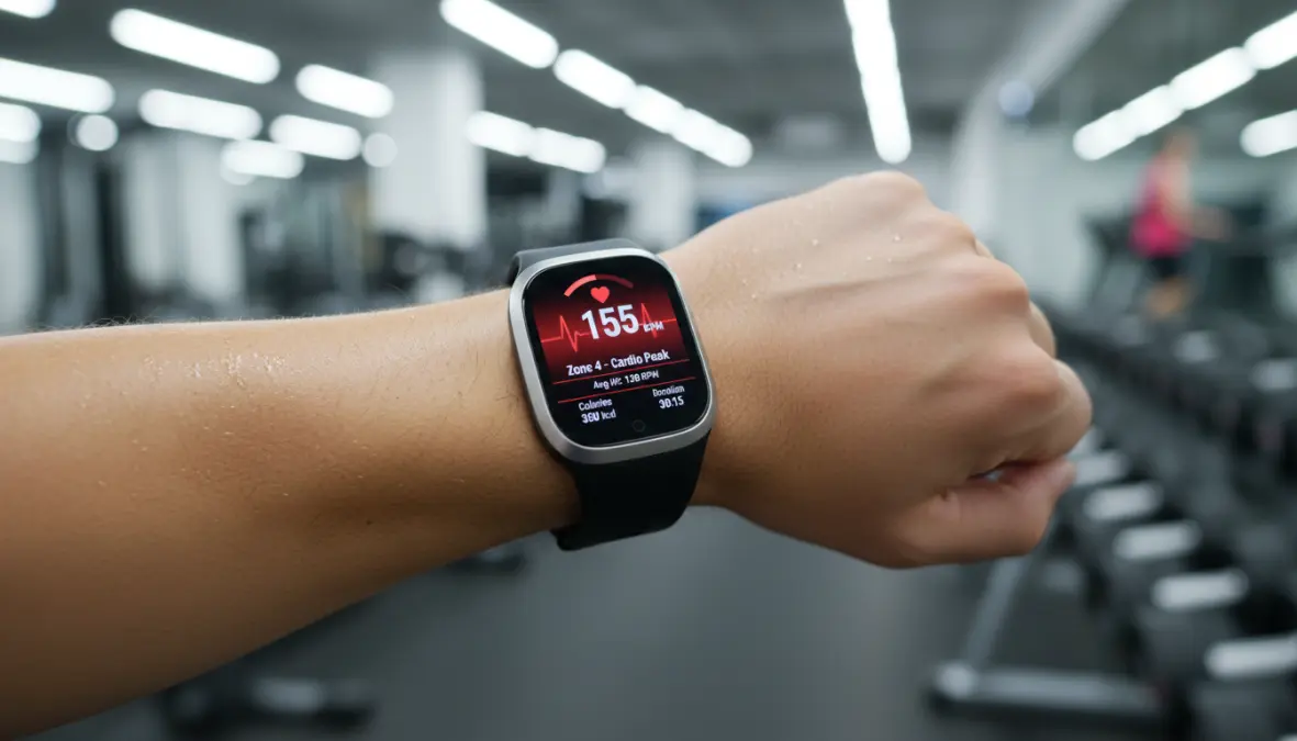 Fitness tracker showing elevated resting heart rate as overtraining symptom