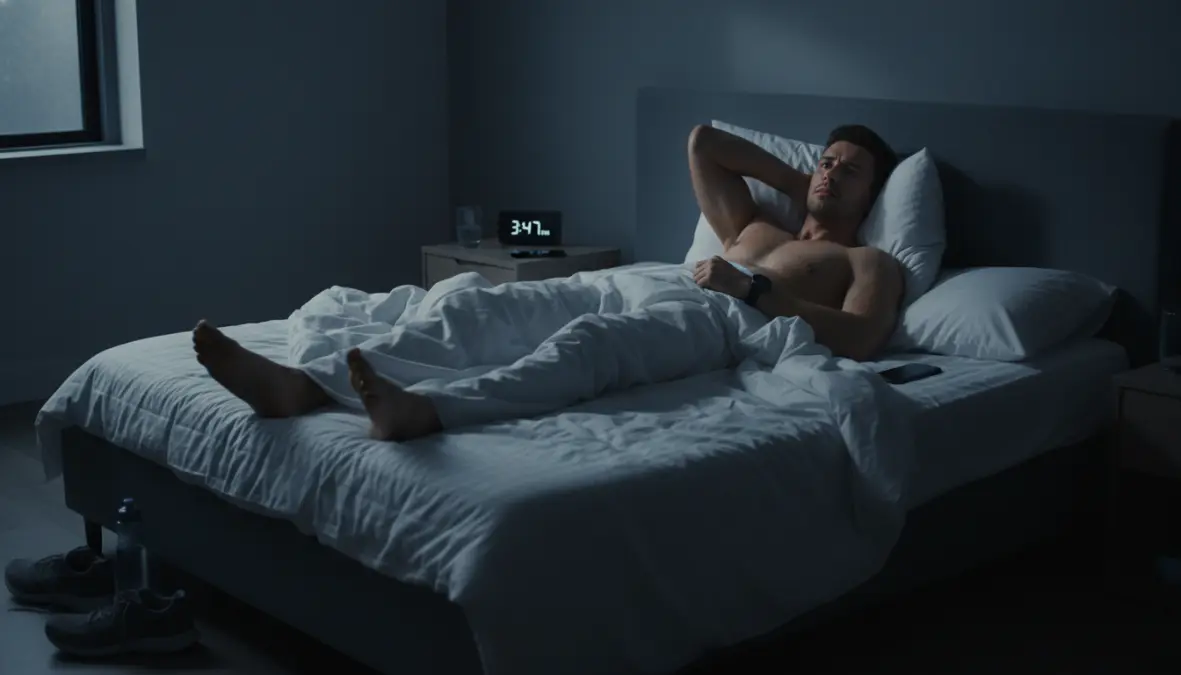 Athlete experiencing poor sleep quality and insomnia from overtraining syndrome