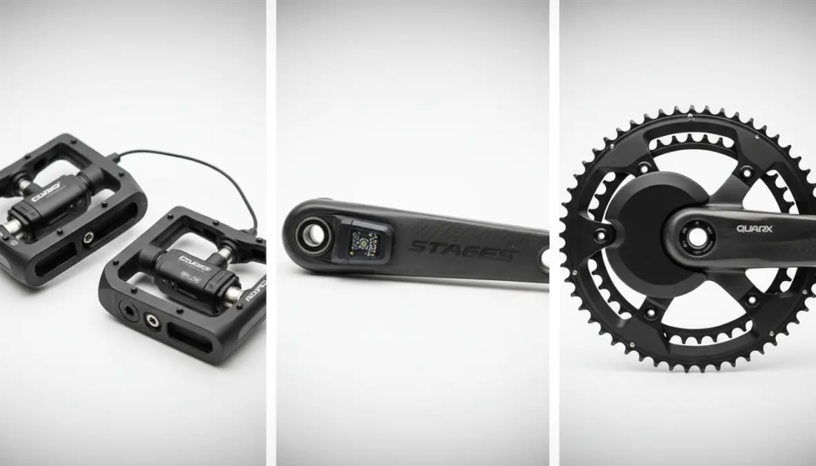 Comparison of different power meter types for cycling including pedal-based and crank arm power meters