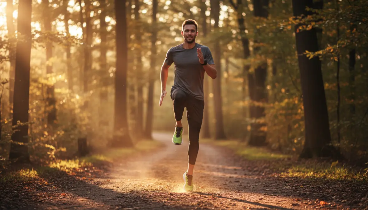 Runner doing dynamic warm up exercises before running