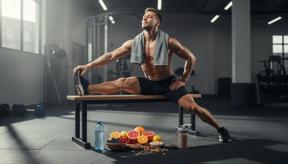 Endurance athlete recovering with antioxidant-rich foods and zinc supplements for immune support and exercise recovery