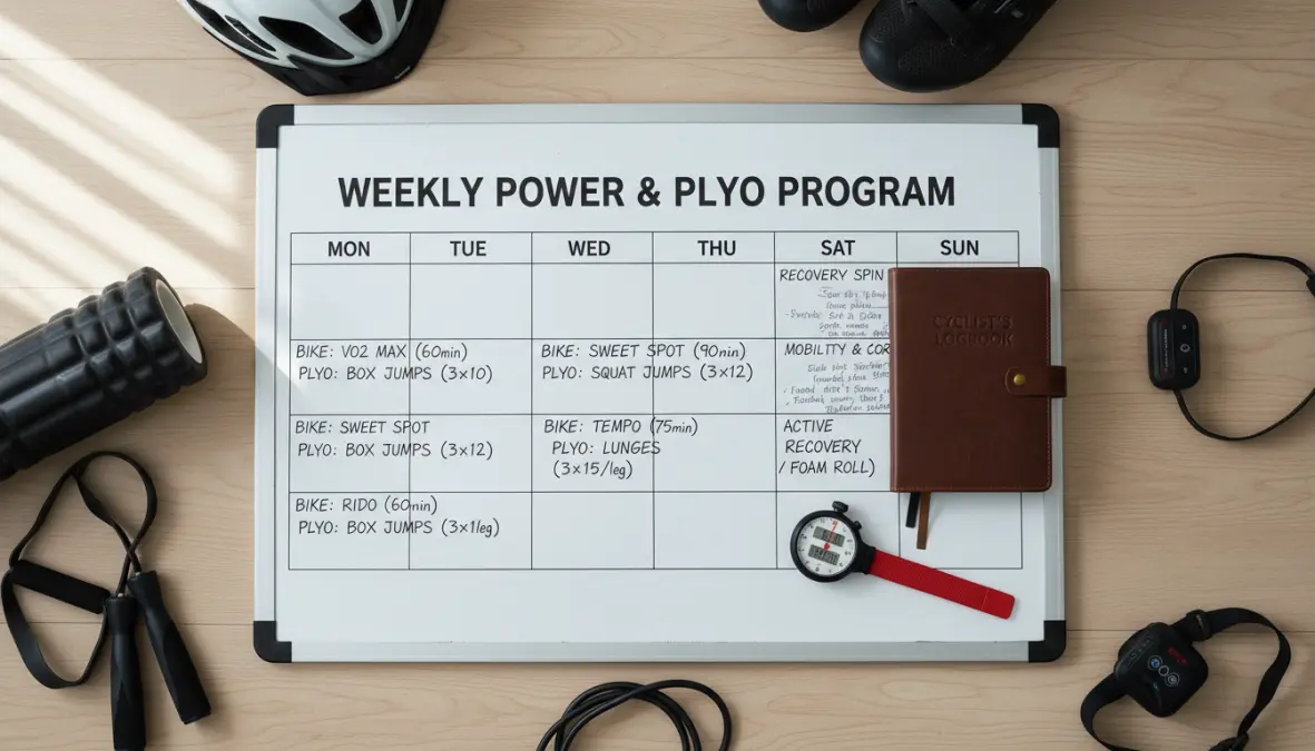 Weekly plyometric training program schedule for road cyclists