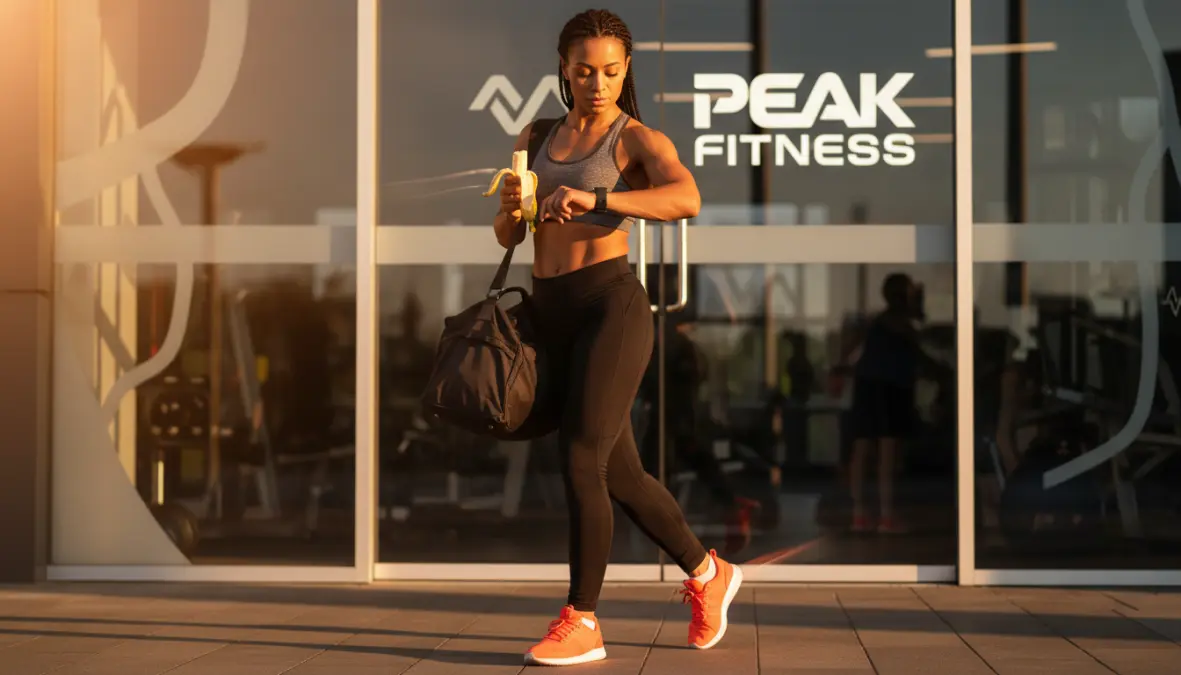 Athlete with pre workout snack showing proper pre workout meal timing before gym training