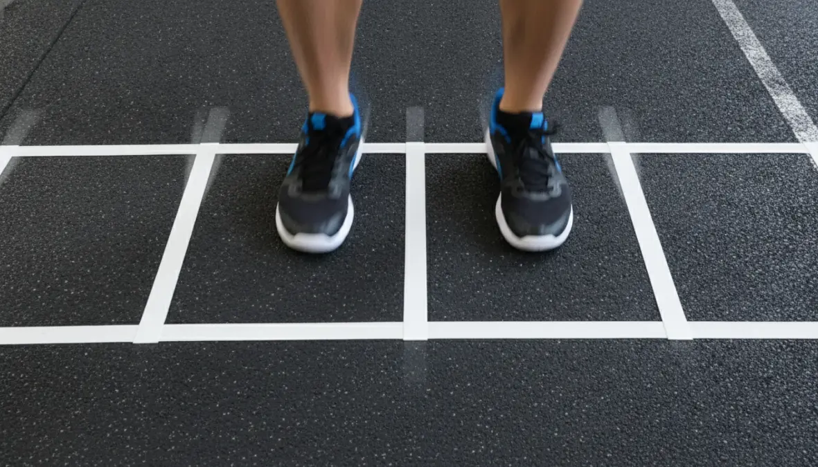 Dettaglio footwork drills con speed ladder per migliorare coordinazione e velocità dei piedi