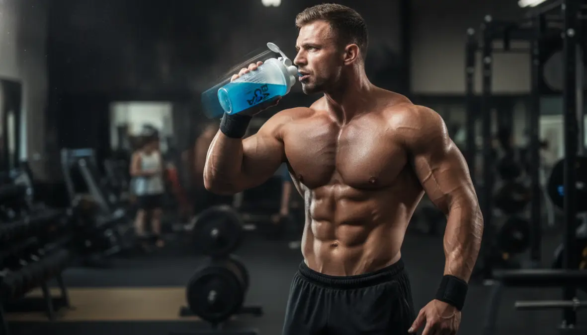 Athlete consuming BCAA supplements during workout for optimal timing and muscle recovery