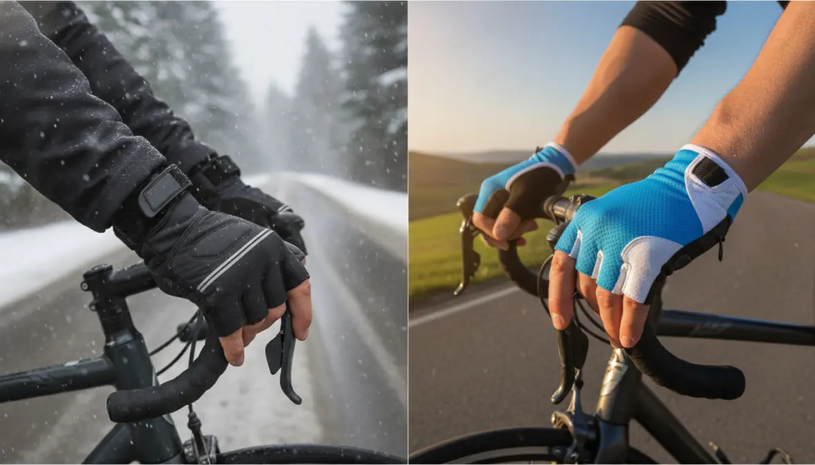 Comparison of winter cycling gloves and summer cycling gloves in different weather conditions