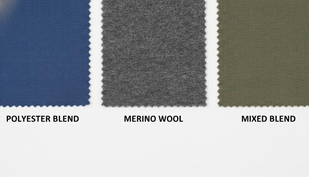 Comparison of cycling jersey fabrics including polyester blend and merino wool materials