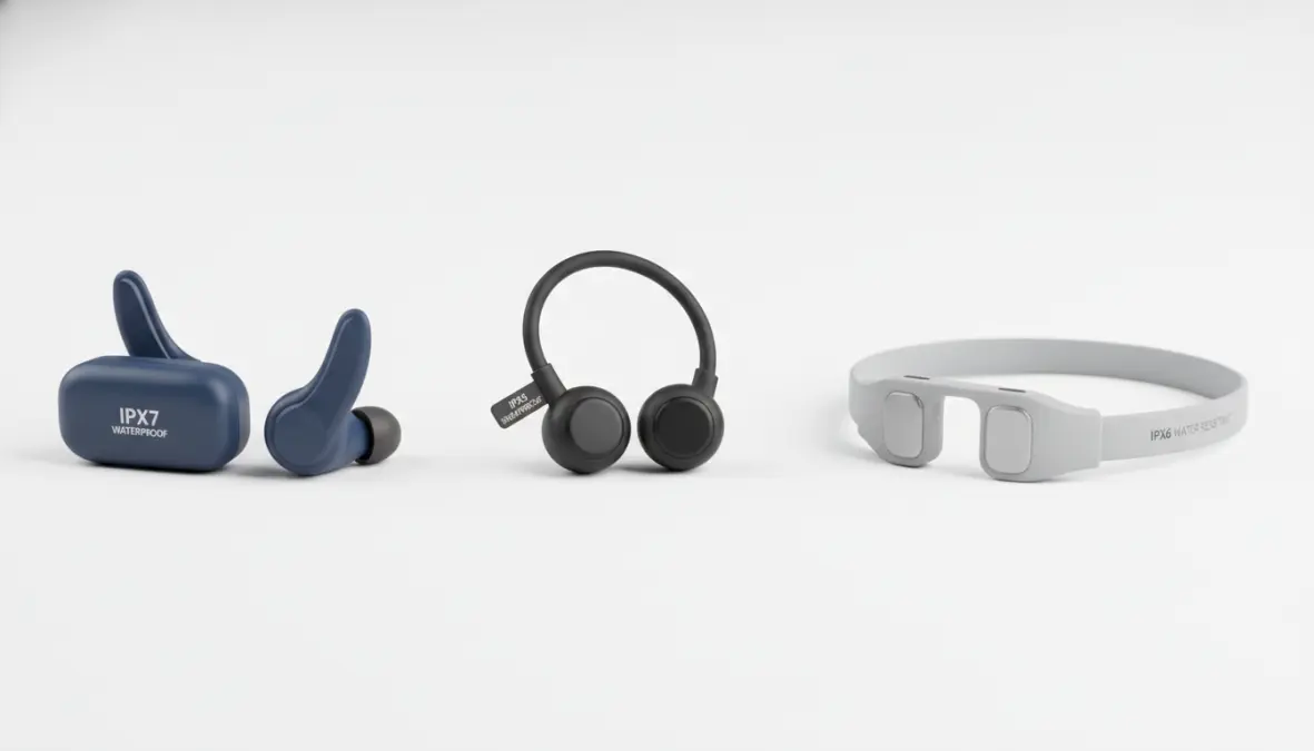Comparison of secure fit running headphones showing different ear hook and wing tip designs