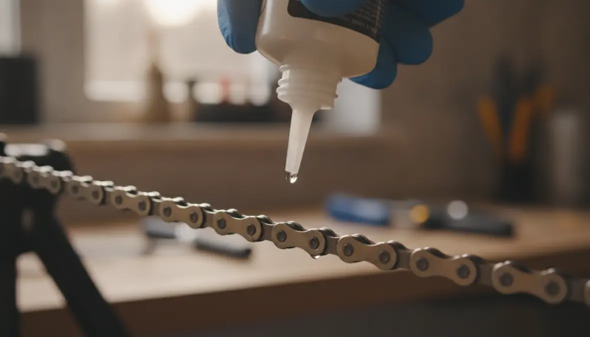 Best way to lubricate bicycle chain showing proper chain lubrication guide technique