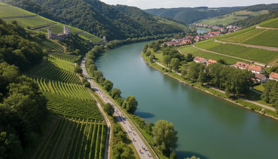 Danube cycle path through Wachau Valley, one of the best bikepacking routes in Europe
