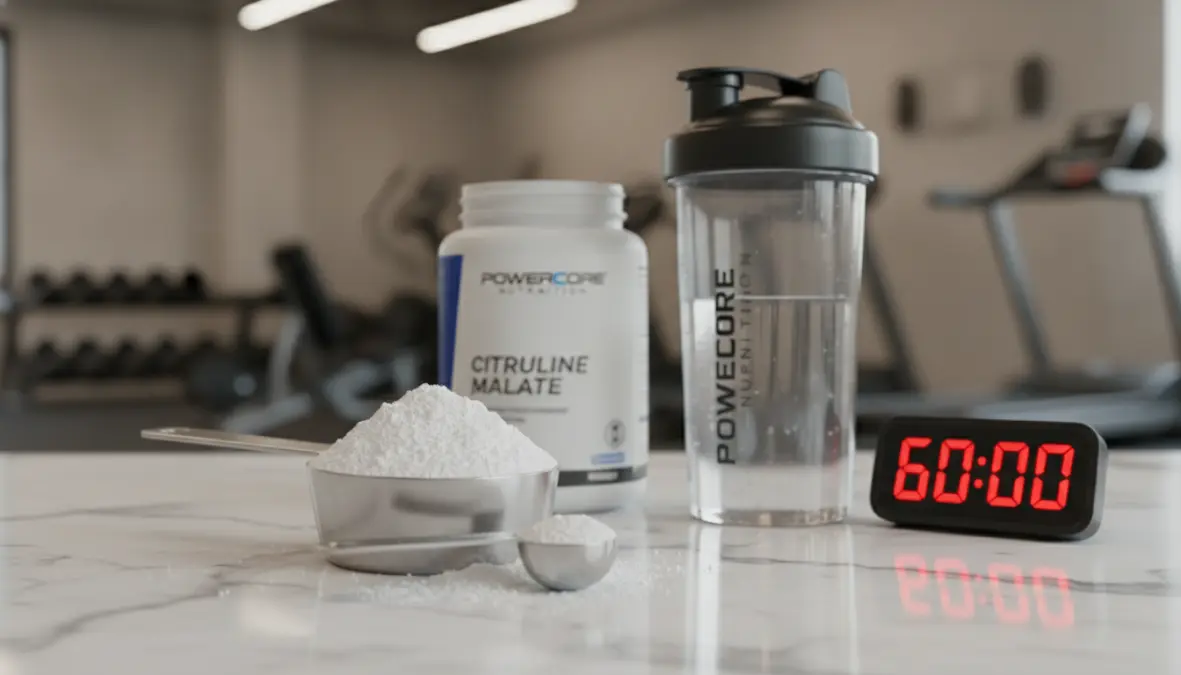 Citrulline malate supplement dosage preparation for pre-workout timing and optimal athletic performance
