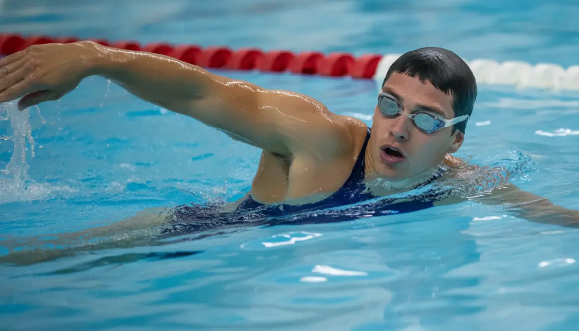 Proper freestyle swimming technique demonstration for cyclists cross-training workout