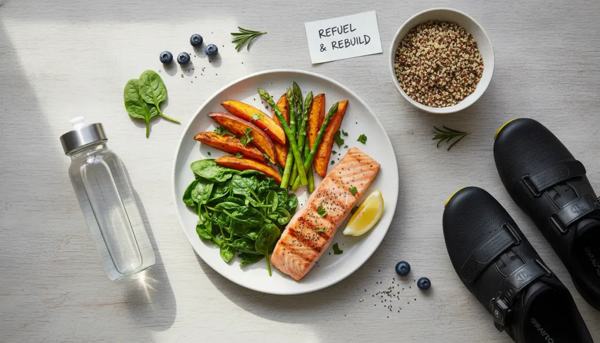 Healthy nutrition meal for cycling weight loss and recovery after training