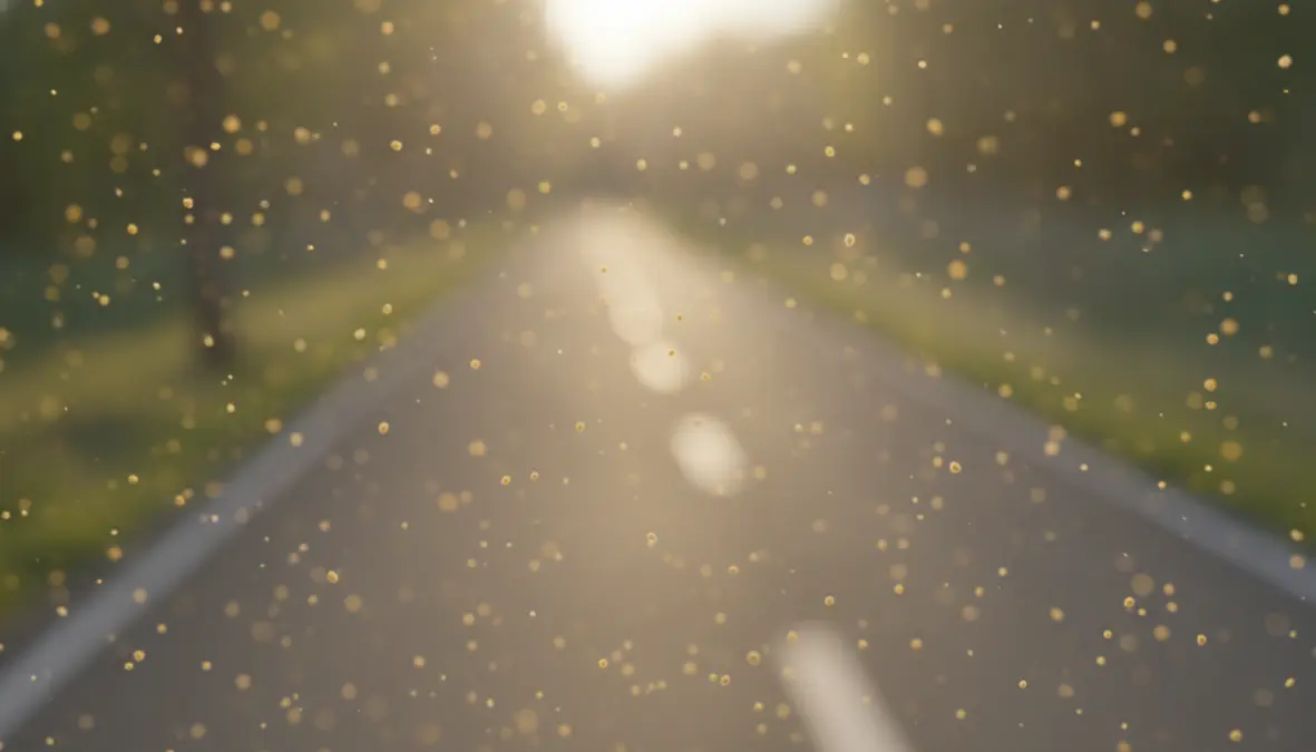 Pollen particles in air affecting cyclists during hay fever season