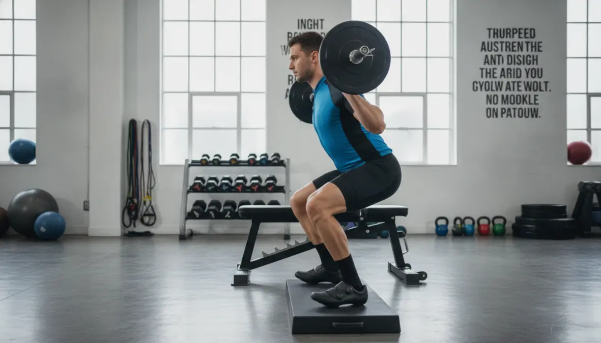 Gravel cyclist performing strength conditioning exercises for improved off-road cycling performance