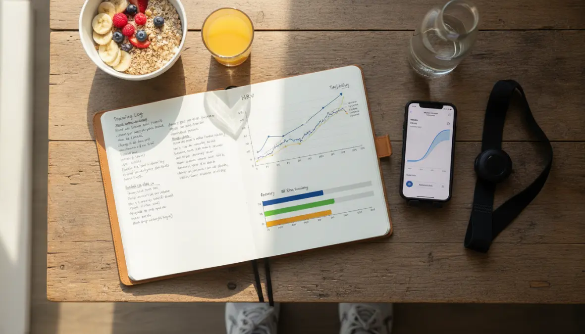 HRV monitoring setup with recovery metrics and training load management tools