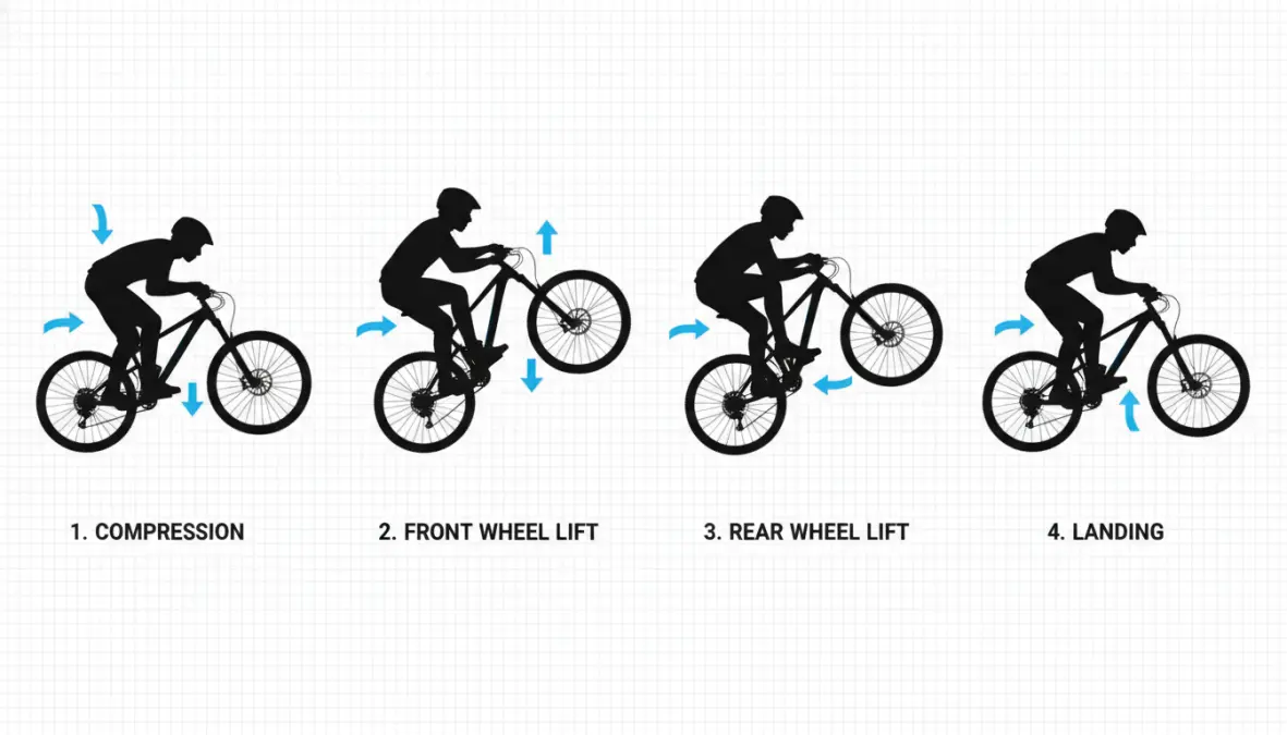 Step by step bunny hop technique phases diagram