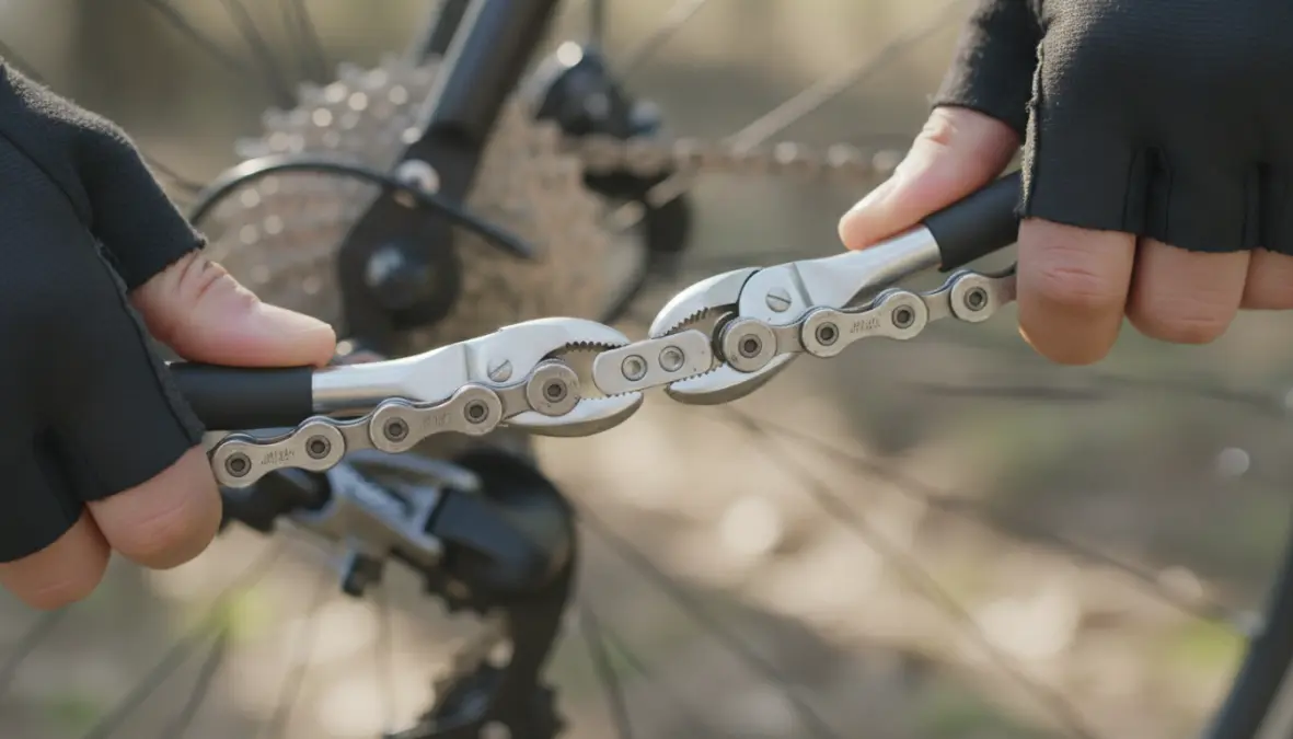 Repairing bike chain problems using master link for quick roadside fixes