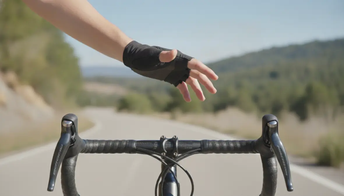 Hands hovering above handlebars demonstrating no hands bike riding learning technique