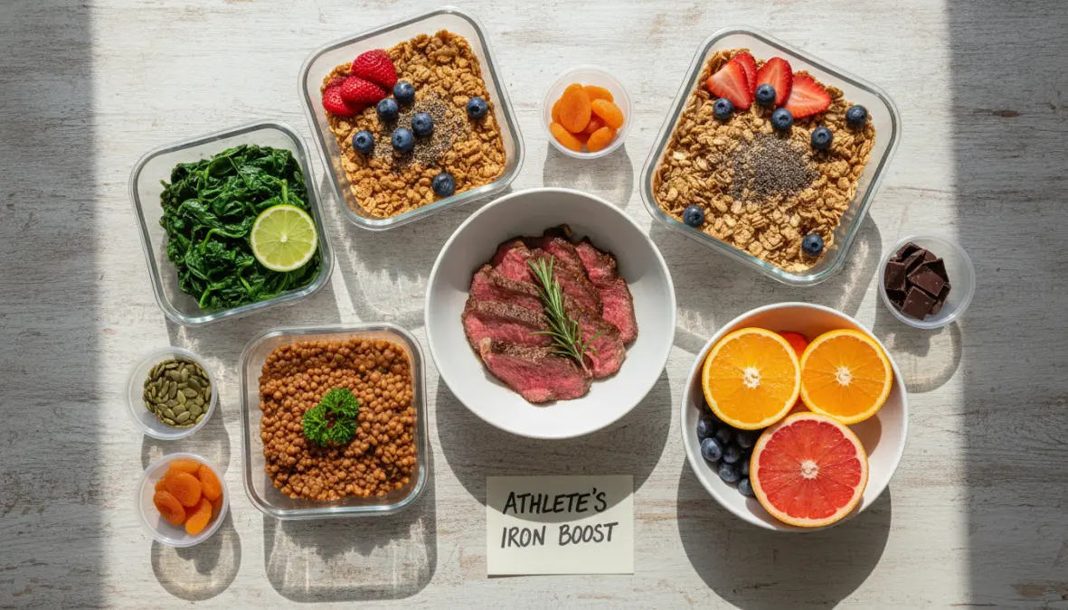 Iron-rich foods and dietary sources for preventing iron deficiency in athletes