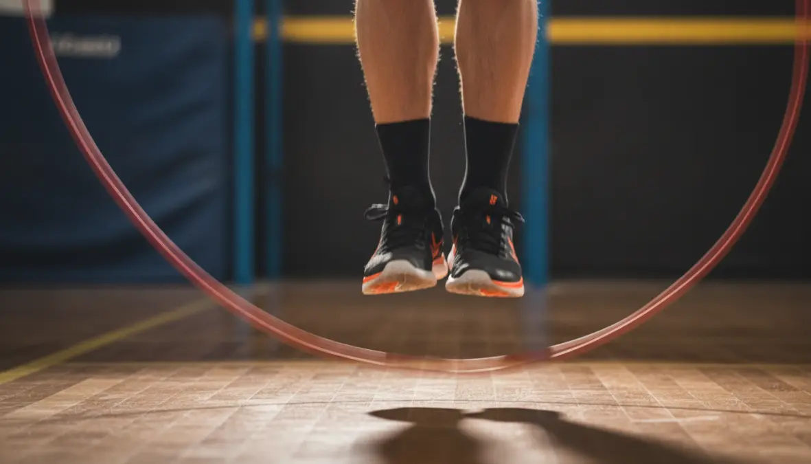 Advanced jump rope footwork drill showing coordination training technique for athletes