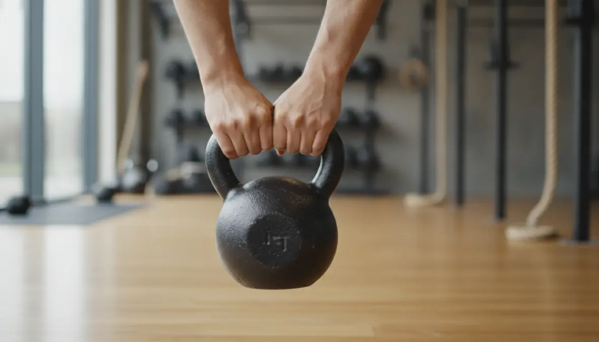 Proper kettlebell grip technique for cyclists during swing exercise