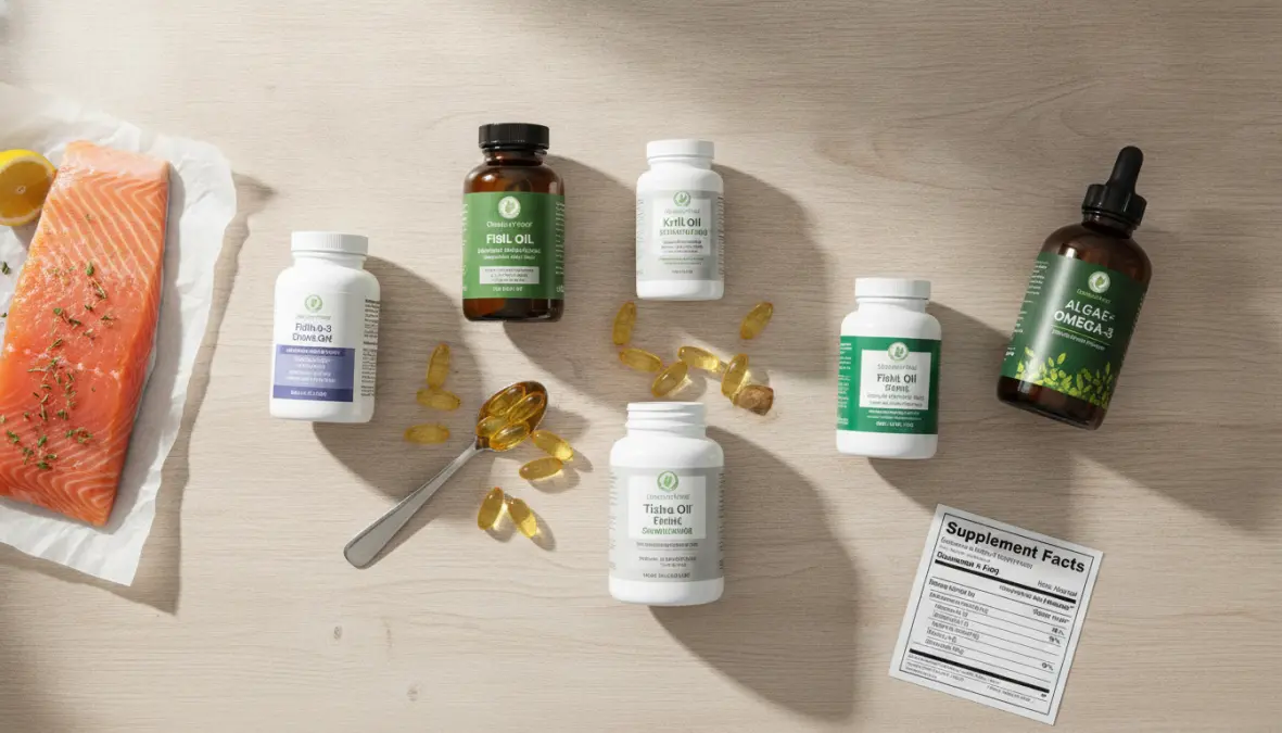 Best omega-3 supplements for athletes showing dosage and EPA DHA content