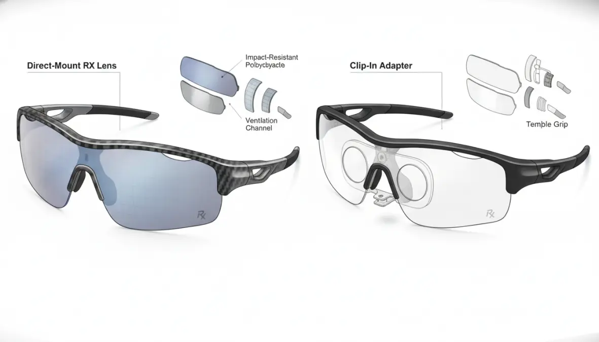Comparison between direct prescription lenses and optical insert systems for cycling glasses