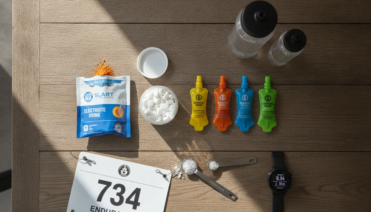 Sodium supplementation sources for endurance athletes including salt tablets and electrolyte drinks