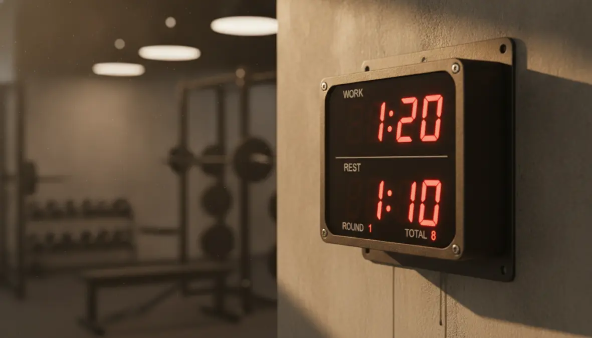 Tabata timer showing 20-10 interval structure for tabata workout