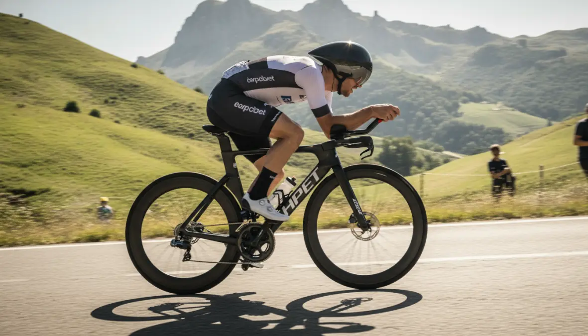 Cyclist demonstrating pacing strategy for uphill time trial section with proper effort distribution