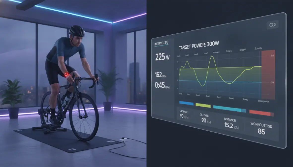 Zwift racing training plan with FTP intervals and performance metrics for virtual competition preparation